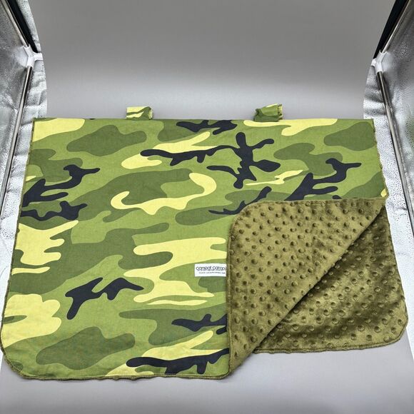 Carseat Canopy Camo Car Seat Cover Army Green Minky Dot Lining Baby Blanket - Picture 9 of 9